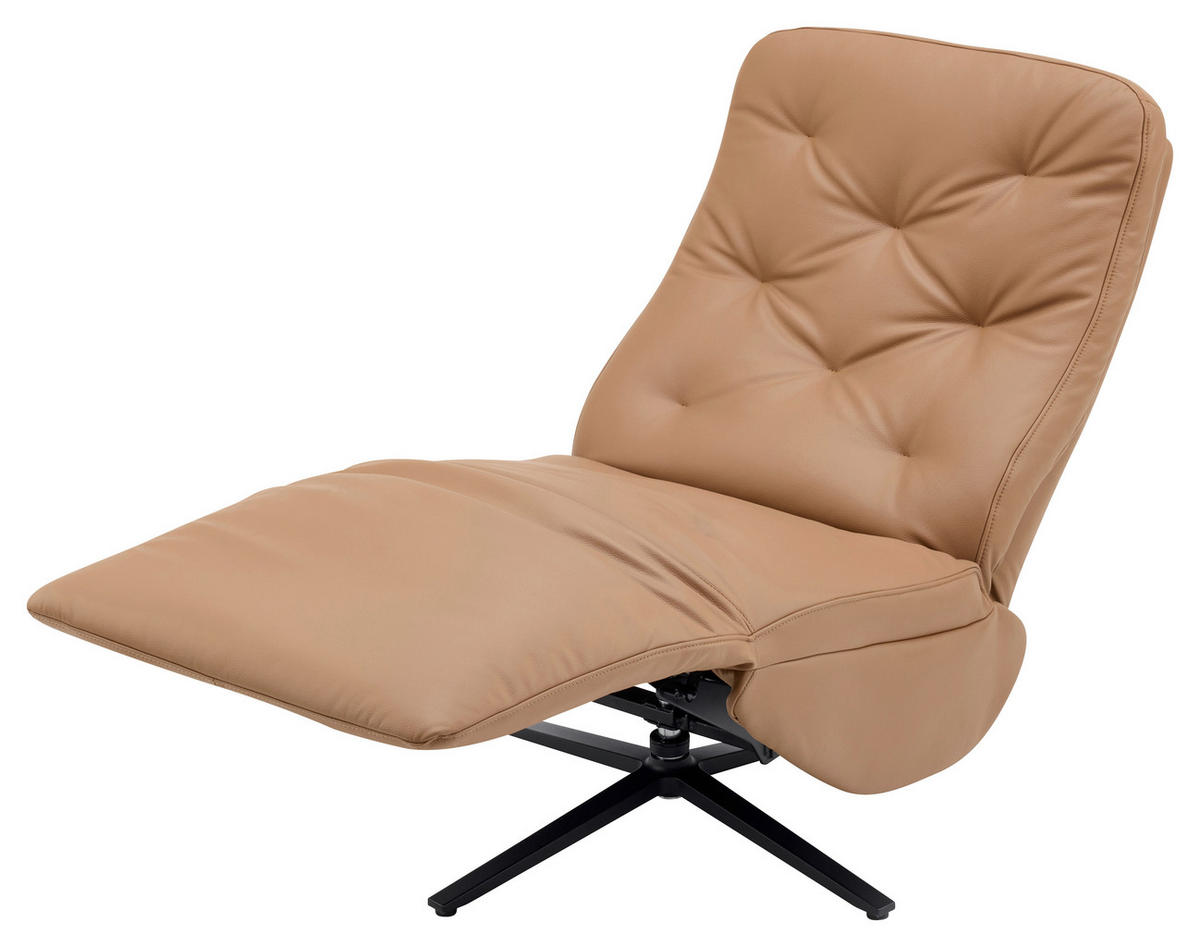 RELAXSESSEL NORA Lederlook, Mikrofaser    - Schwarz/Braun, Design, Textil/Metall (68/113/84cm) - Livetastic