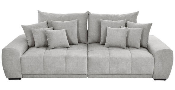 BIGSOFA in Flachgewebe Hellgrau  - Hellgrau/Schwarz, KONVENTIONELL, Holz/Textil (280/67/120cm) - Carryhome
