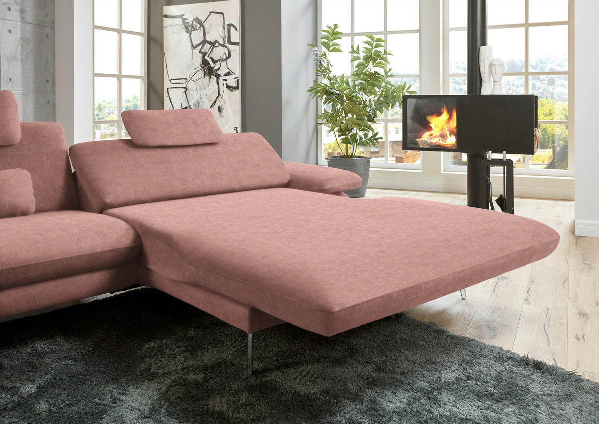 ECKSOFA in Velours Flieder  - Flieder/Schwarz, Design, Textil/Metall (284/184cm) - Dieter Knoll