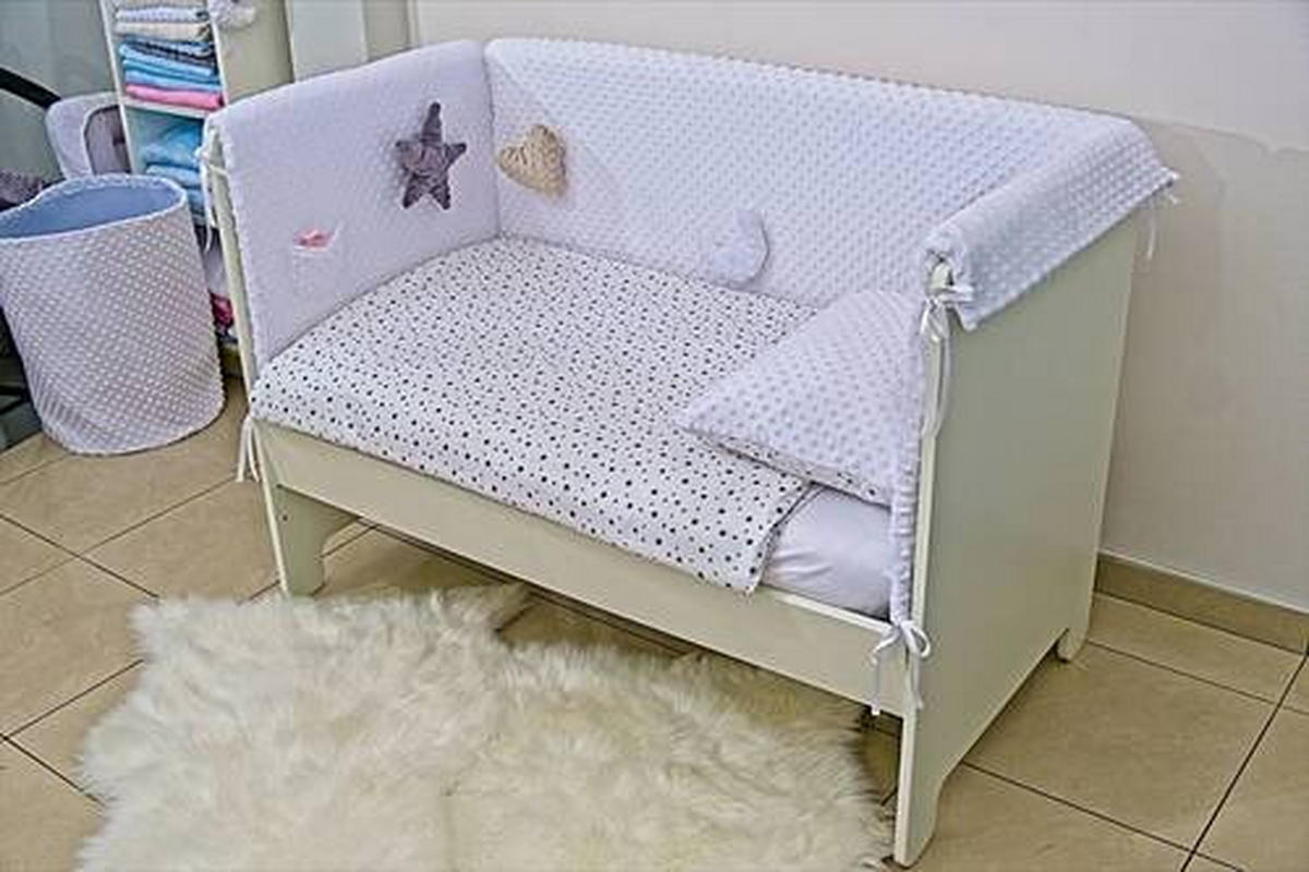 TEKSTILNA OGRADICA ZA KREVETAC   - bela, Osnovno, tekstil (60/120/60cm)