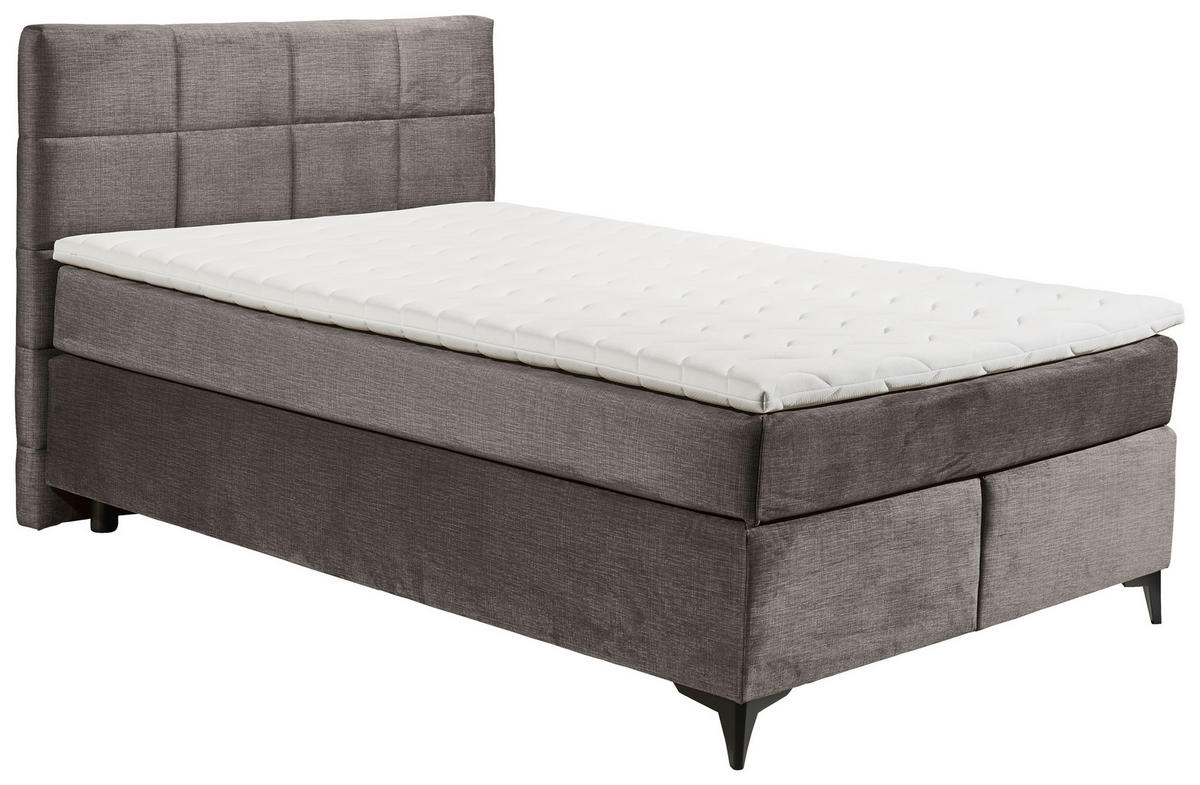 BOXSPRINGBETT 140/200 cm  in Graubraun  - Graubraun/Schwarz, Design, Holzwerkstoff/Kunststoff (140/200cm) - Xora