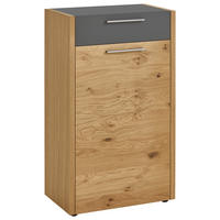 SCHUHSCHRANK Eiche, Balkeneiche furniert Grau, Eichefarben  - Eichefarben/Silberfarben, Design, Holz/Kunststoff (61/103/37cm)