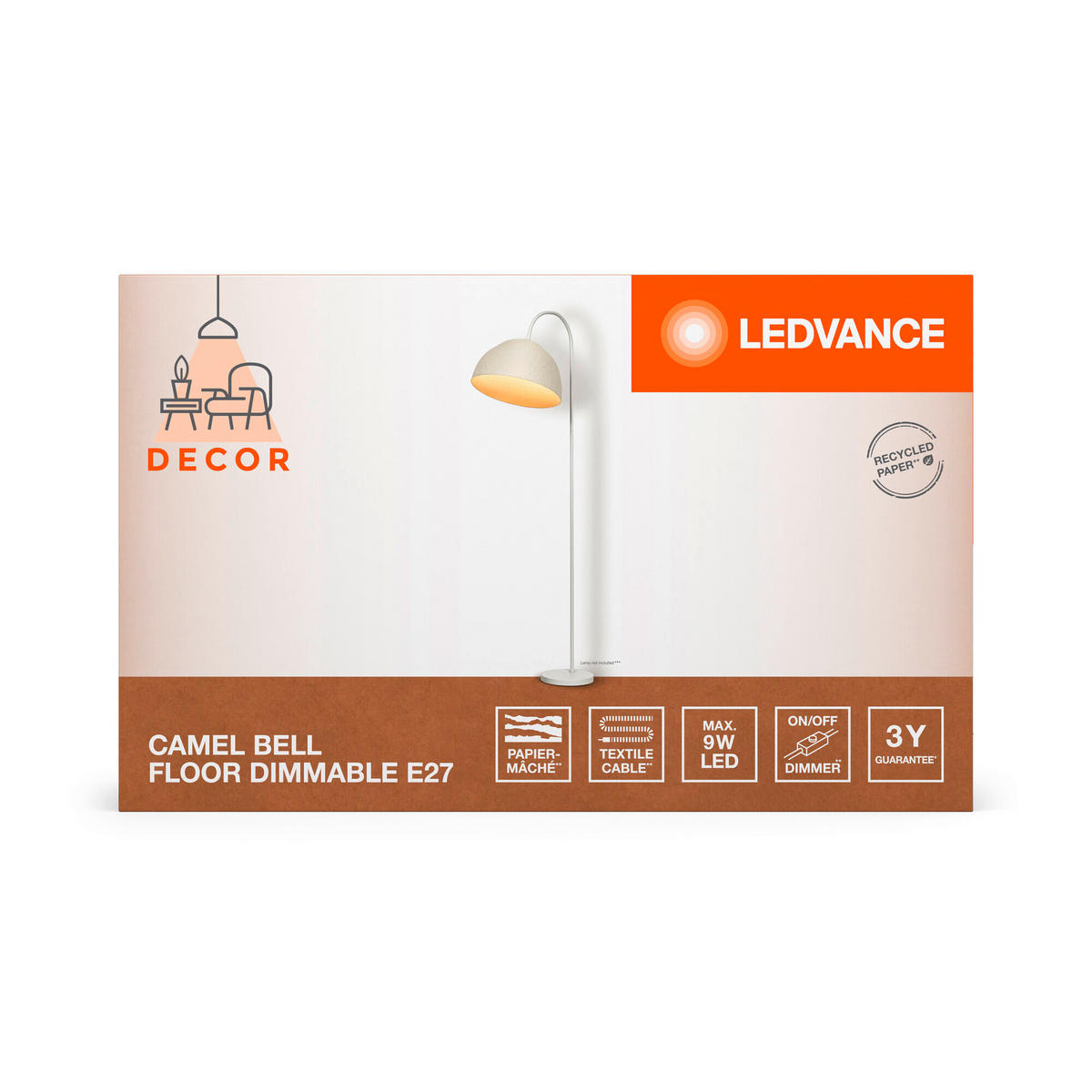 STEHLEUCHTE 37,5/60,3/153 cm    - KONVENTIONELL, Papier/Metall (37,5/60,3/153cm) - Ledvance