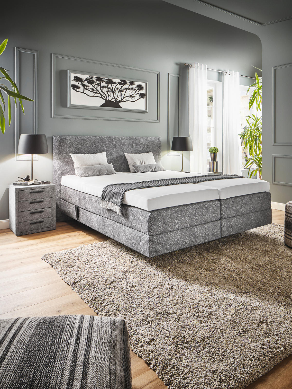 BOXSPRINGBETT 180/200 cm  in Grau  - Grau, Konventionell, Holz/Textil (180/200cm) - Dieter Knoll