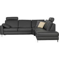 ECKSOFA  in Echtleder Anthrazit  - Chromfarben/Anthrazit, Design, Leder/Metall (272/245cm) - Valdera