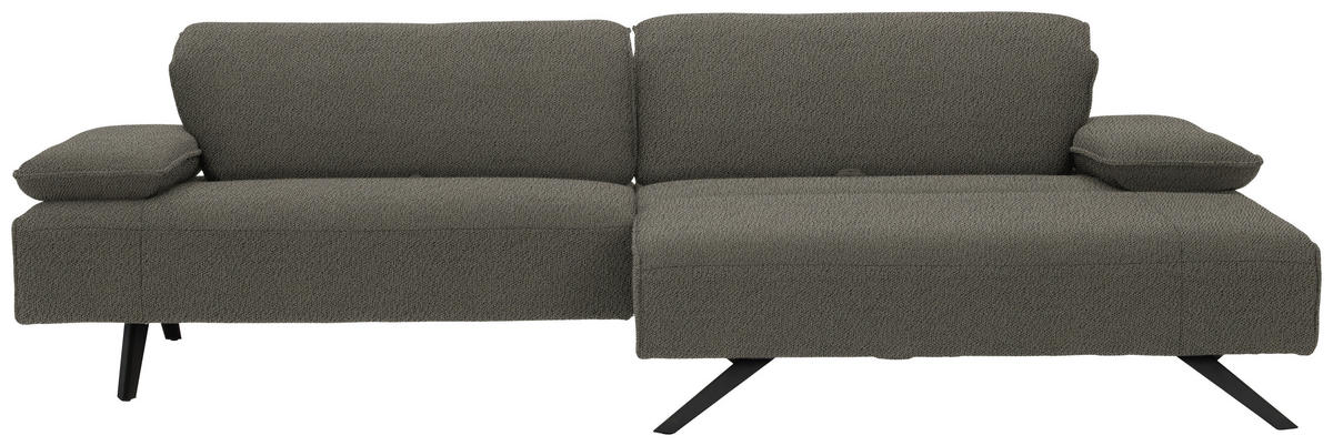 ECKSOFA in Flachgewebe Graubraun  - Anthrazit/Graubraun, Design, Textil/Metall (280/165cm) - Johann Jakob