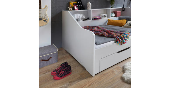 AUSZIEHBETT 90-180/200 cm in Weiß - Buchefarben/Weiß, KONVENTIONELL, Holzwerkstoff (90-180/200cm) - Carryhome