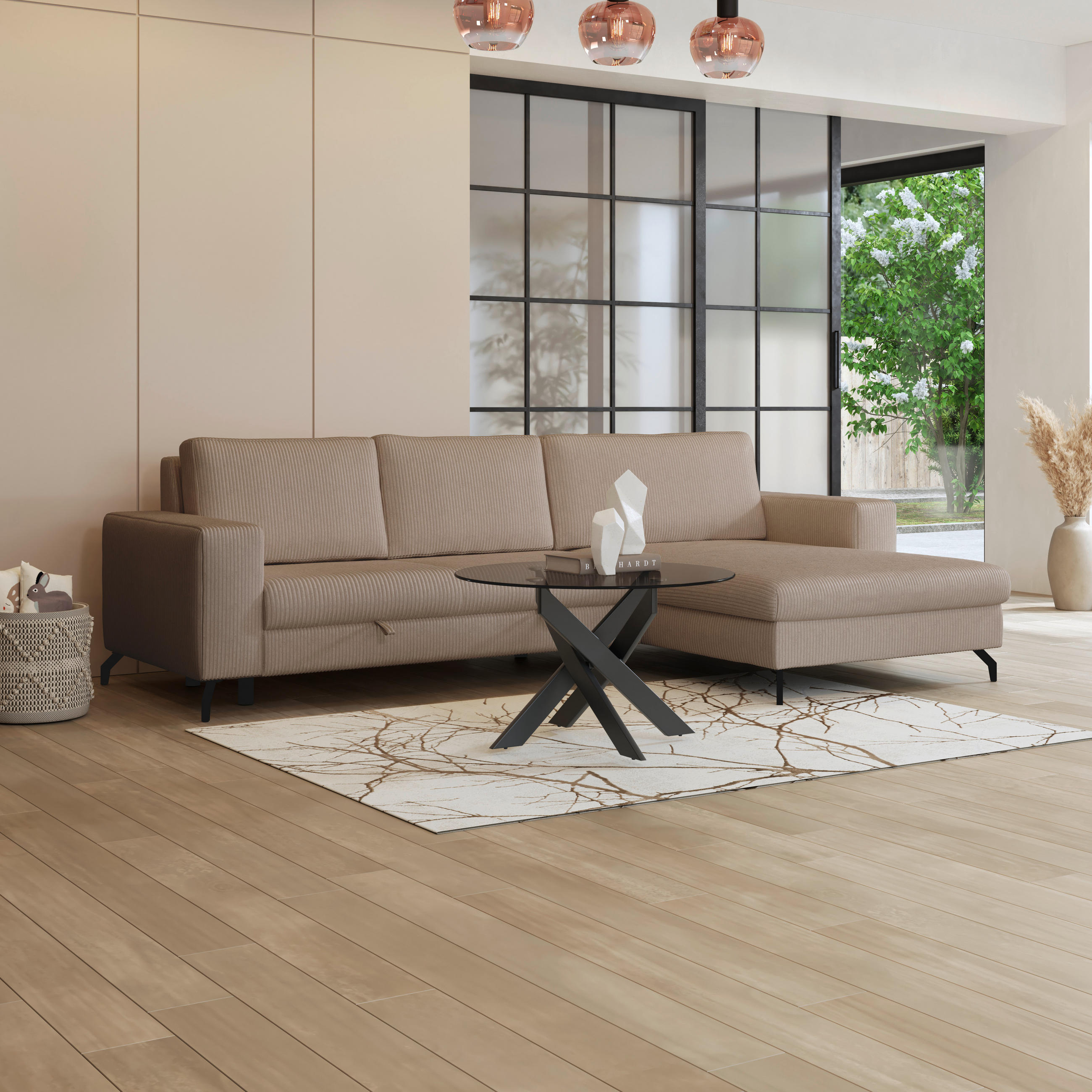 ECKSOFA Cappuccino  - Cappuccino, Trend, Textil (290/178cm) - P & B