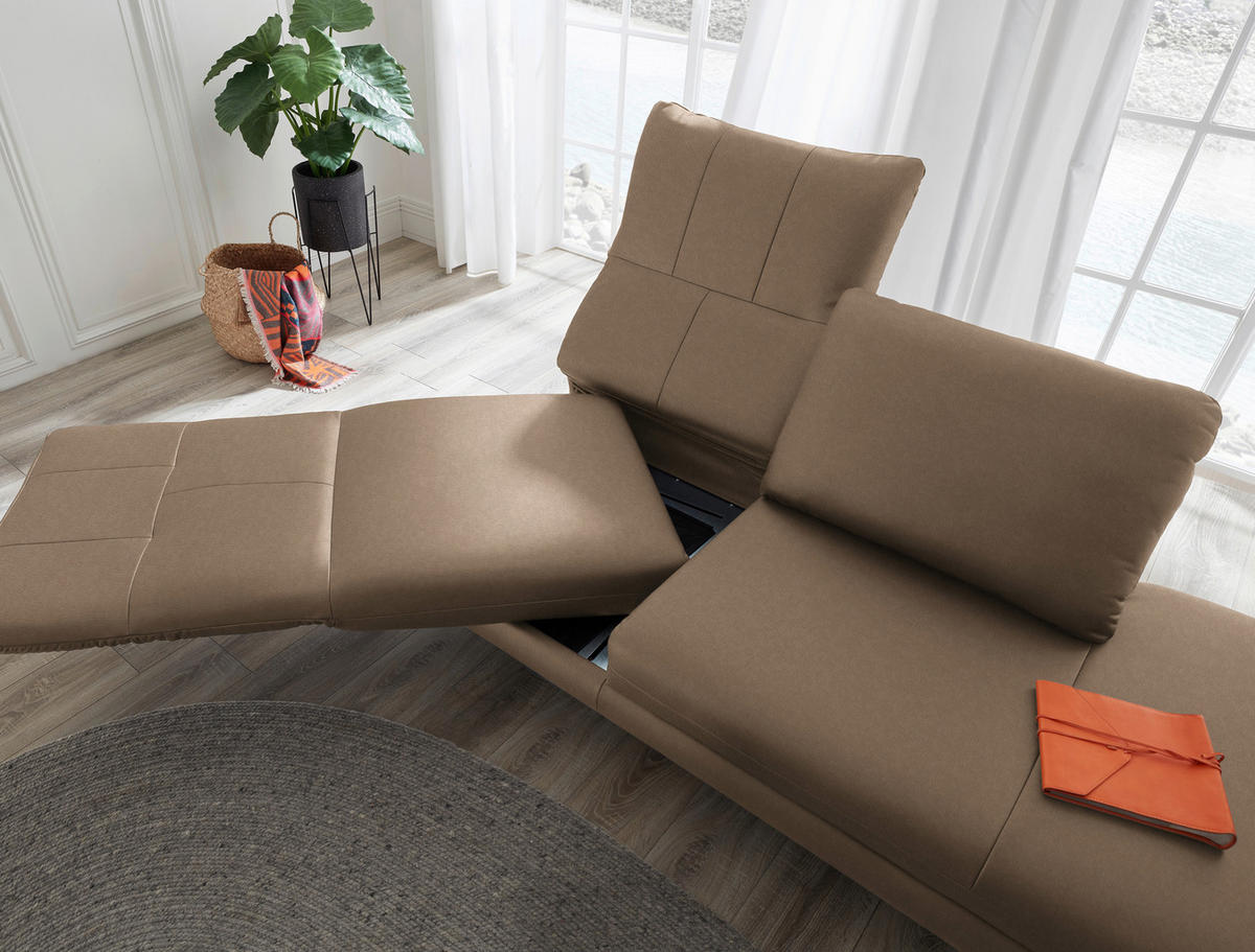 RÉCAMIERE in Echtleder Hellbraun  - Chromfarben/Hellbraun, Design, Leder/Metall (209/85-109/95-16cm) - Dieter Knoll