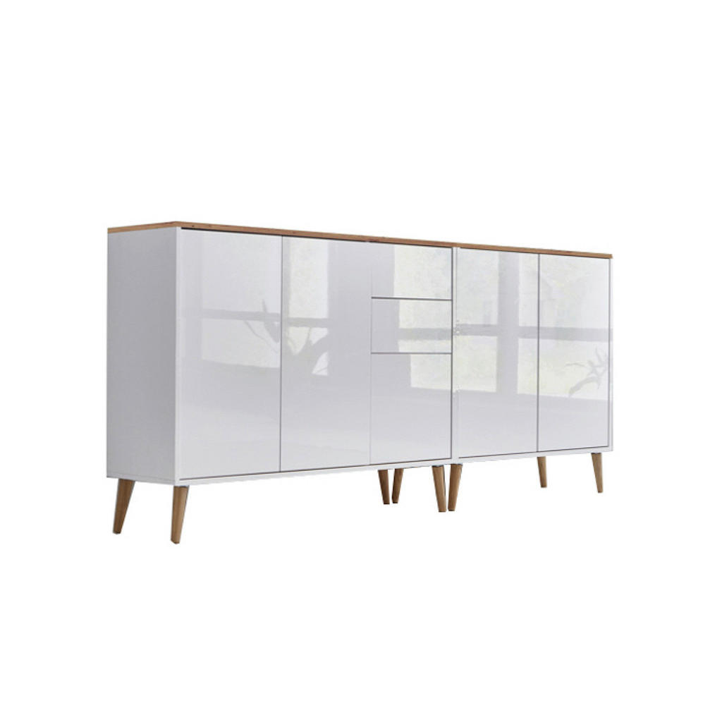 Sideboard Mailand Weiß/ Weiß Hg/Eiche Dekor B: 184,5cm