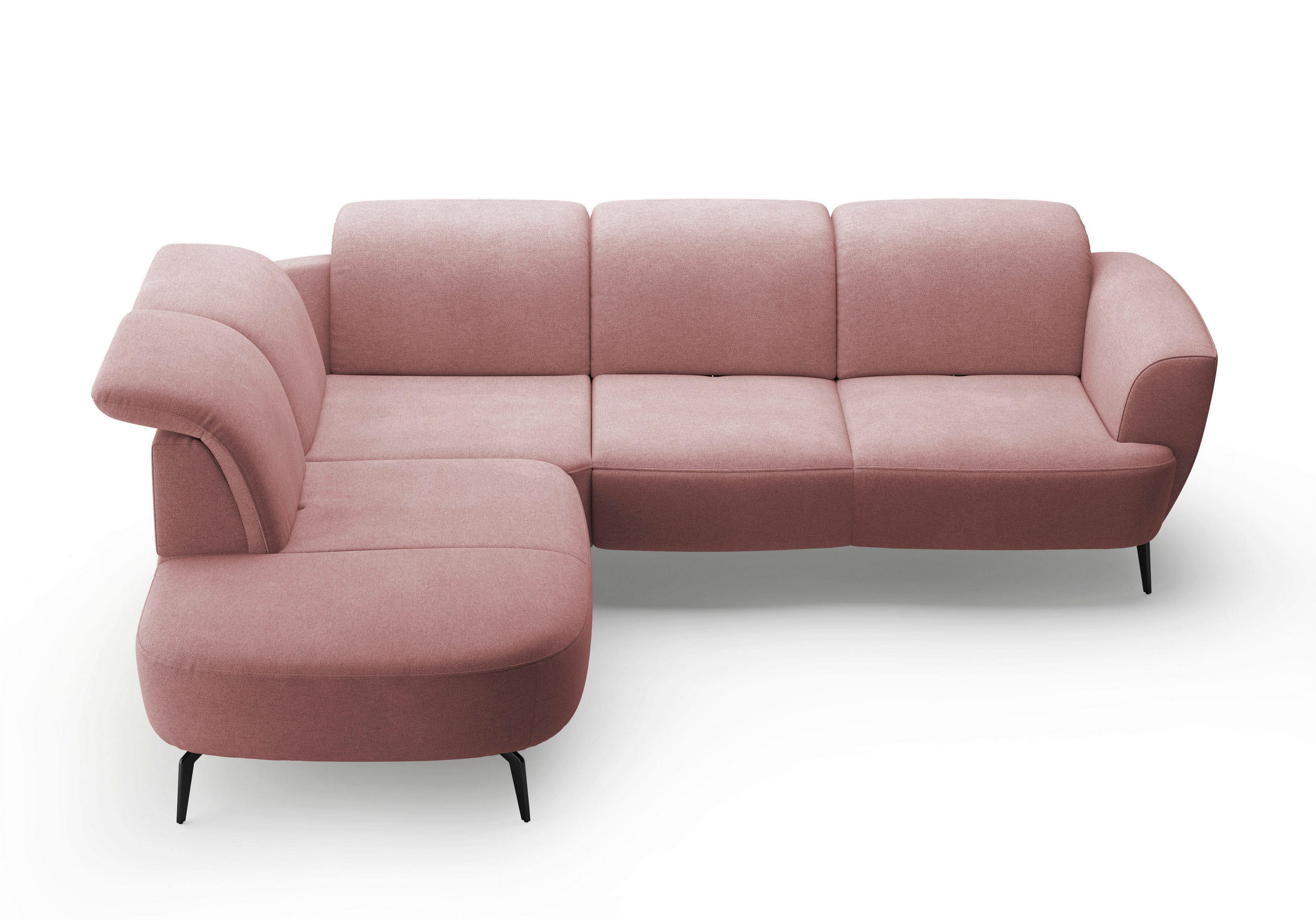 ECKSOFA in Mikrofaser Altrosa  - Schwarz/Altrosa, Konventionell, Textil/Metall (267/300cm) - Sit & More