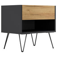 NACHTTISCH 51,2/50/35,6 cm  - Eichefarben/Graphitfarben, Basics, Holzwerkstoff/Metall (51,2/50/35,6cm) - MID.YOU