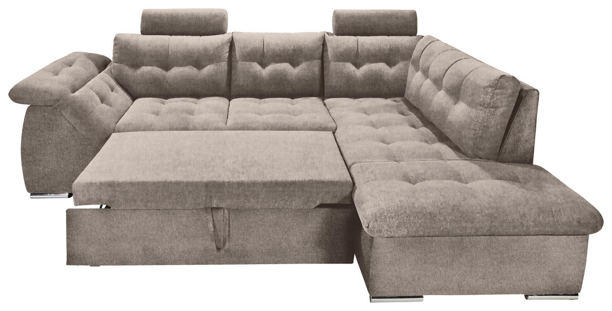 ECKSOFA Beige Mikrovelours  - Beige, KONVENTIONELL, Kunststoff/Textil (283/193cm) - MID.YOU