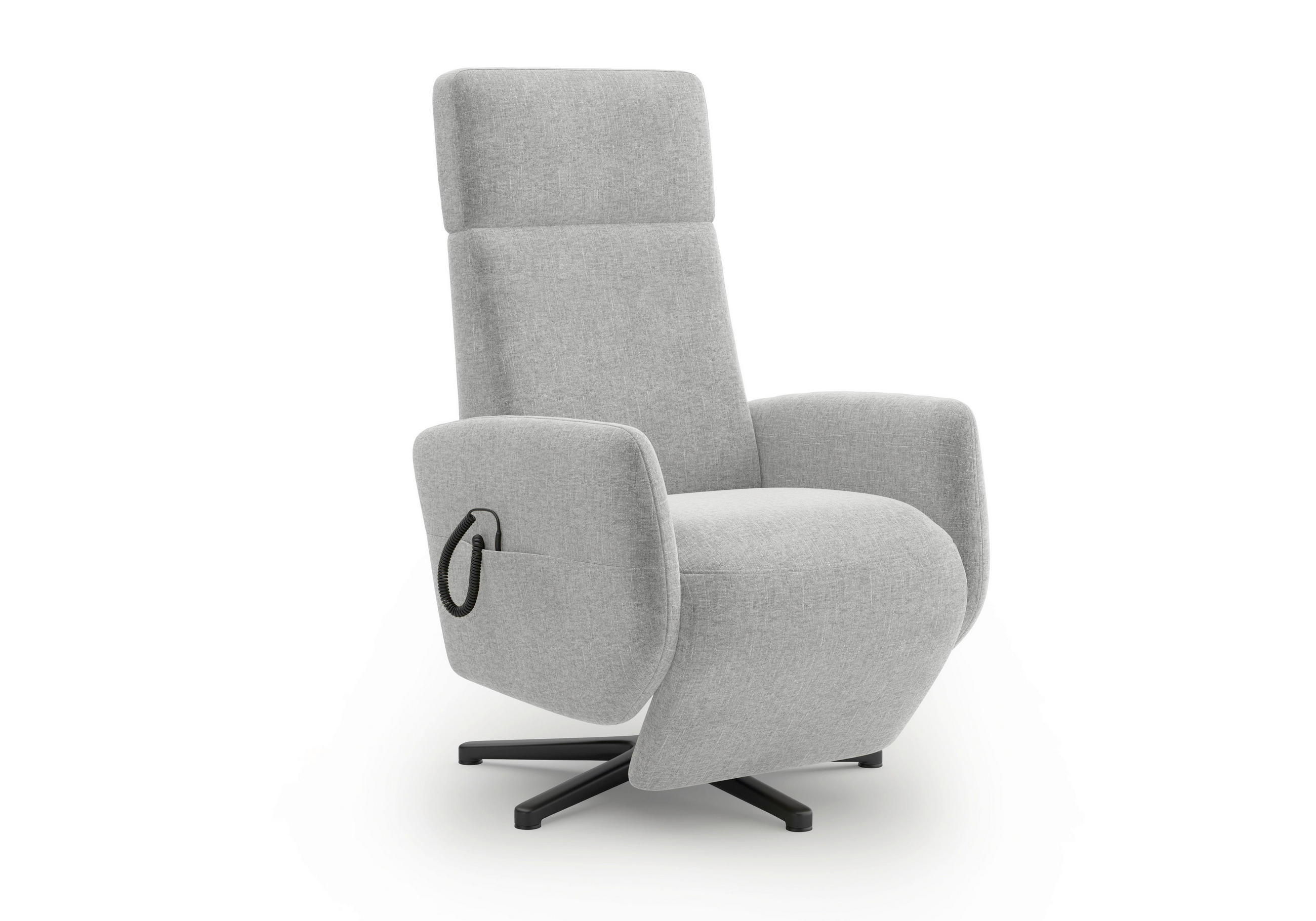 RELAXSESSEL Flachgewebe Aufstehhilfe    - Hellgrau/Schwarz, KONVENTIONELL, Textil/Metall (71/110/82cm) - Sit & More