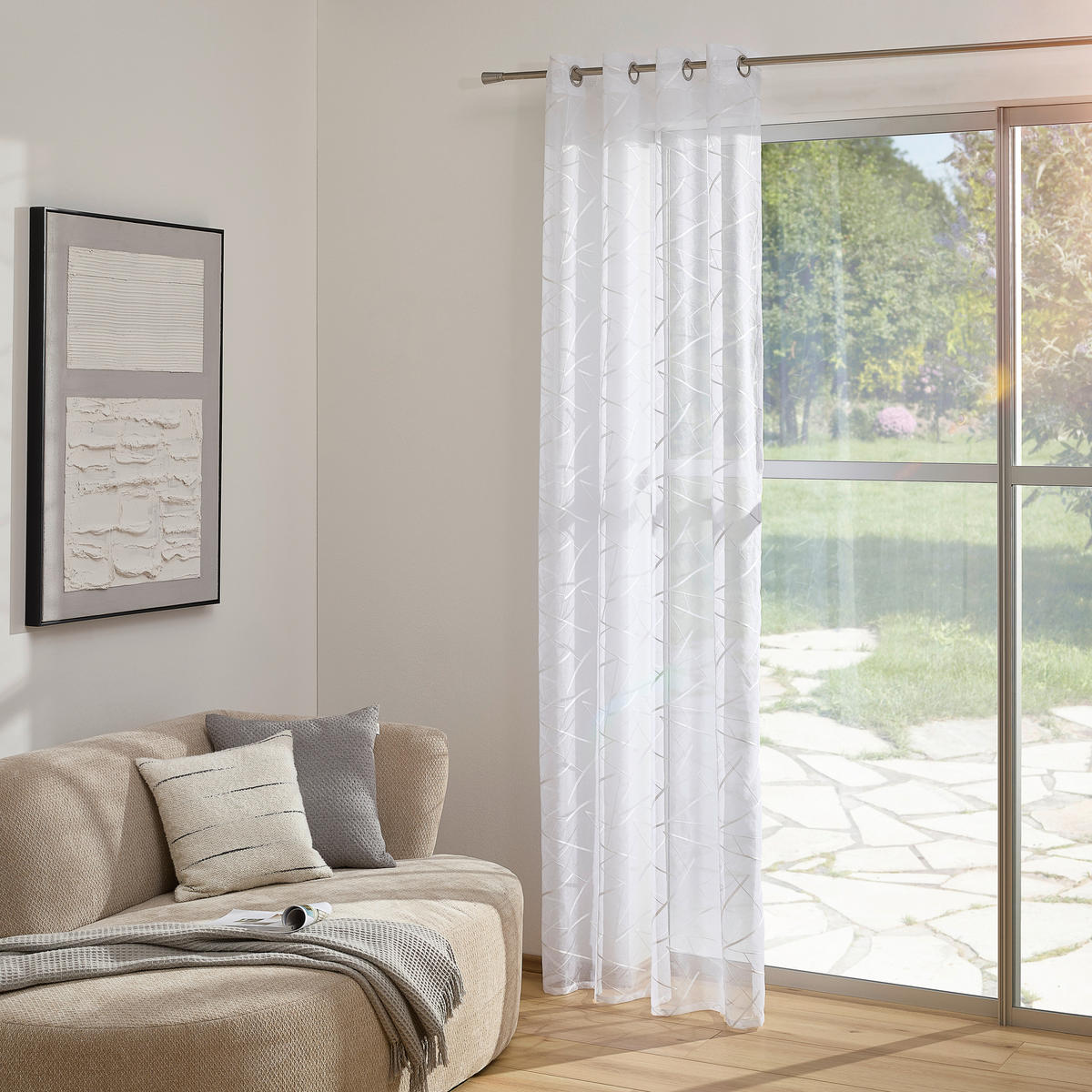 ÖSENSCHAL GRAPHIK halbtransparent 140/245 cm   - Weiß, Design, Textil (140/245cm) - Esposa