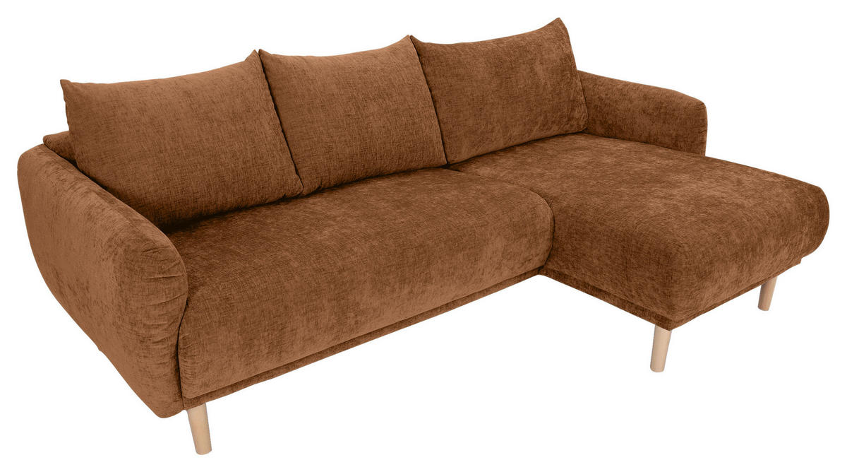 HÖRNSOFFA i flatväv rostfärgad  - bokfärgad/rostfärgad, Klassisk, trä/textil (230/144cm) - Livetastic