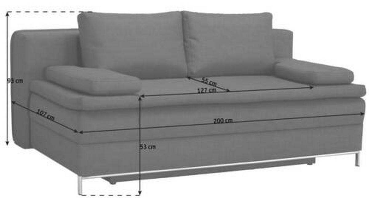 BOXSPRINGSOFA in Flachgewebe Naturfarben  - Chromfarben/Naturfarben, Design, Textil/Metall (200/93/107cm) - Novel