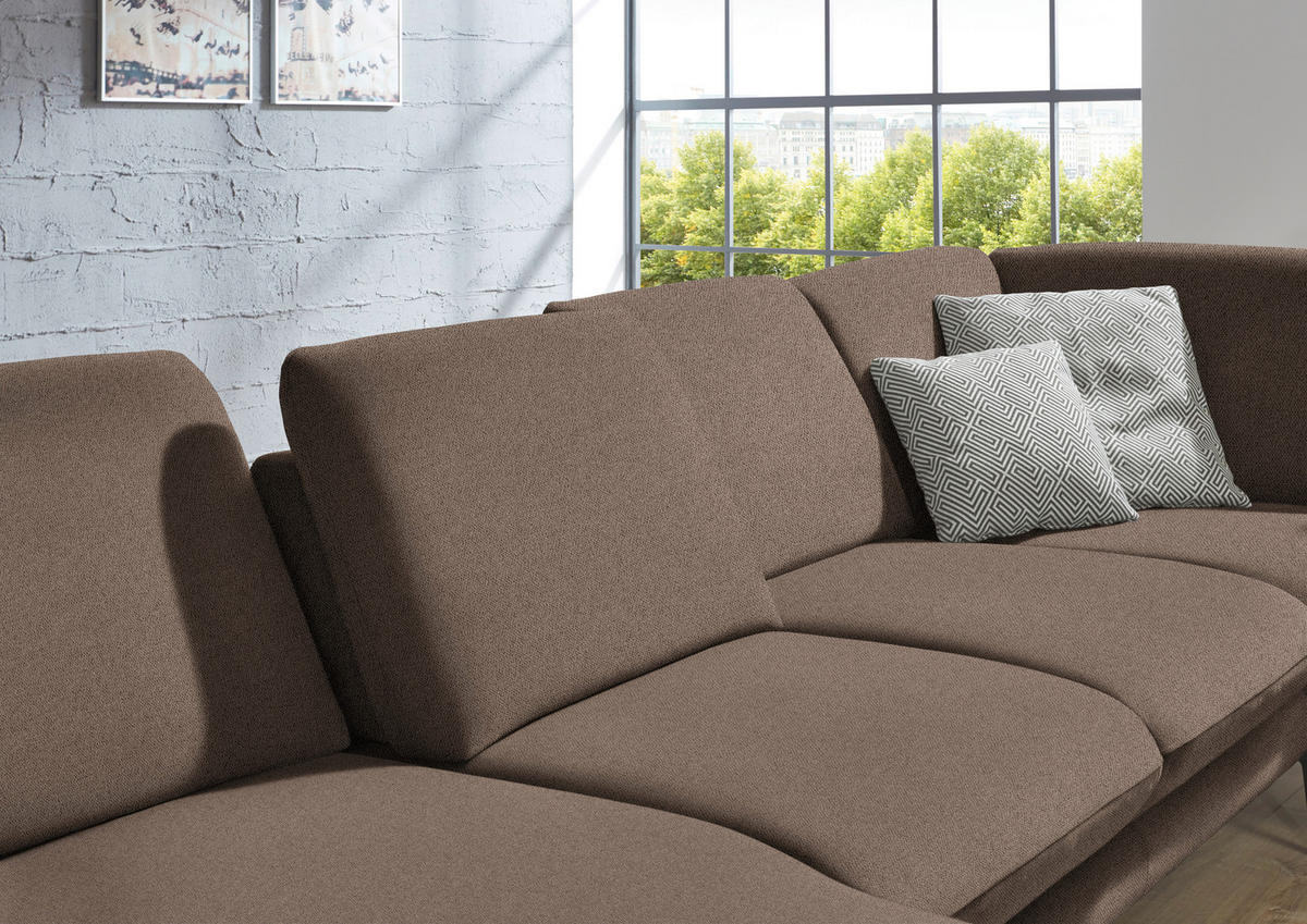 WOHNLANDSCHAFT Braun Webstoff  - Schwarz/Braun, Design, Textil/Metall (180/344/208cm) - Dieter Knoll