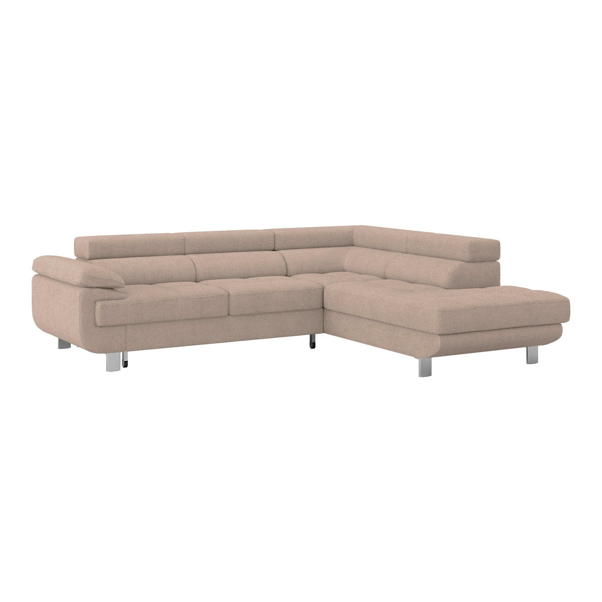 ECKSOFA Beige Drell  - Beige, MODERN, Textil/Metall (270/230cm) - MID.YOU