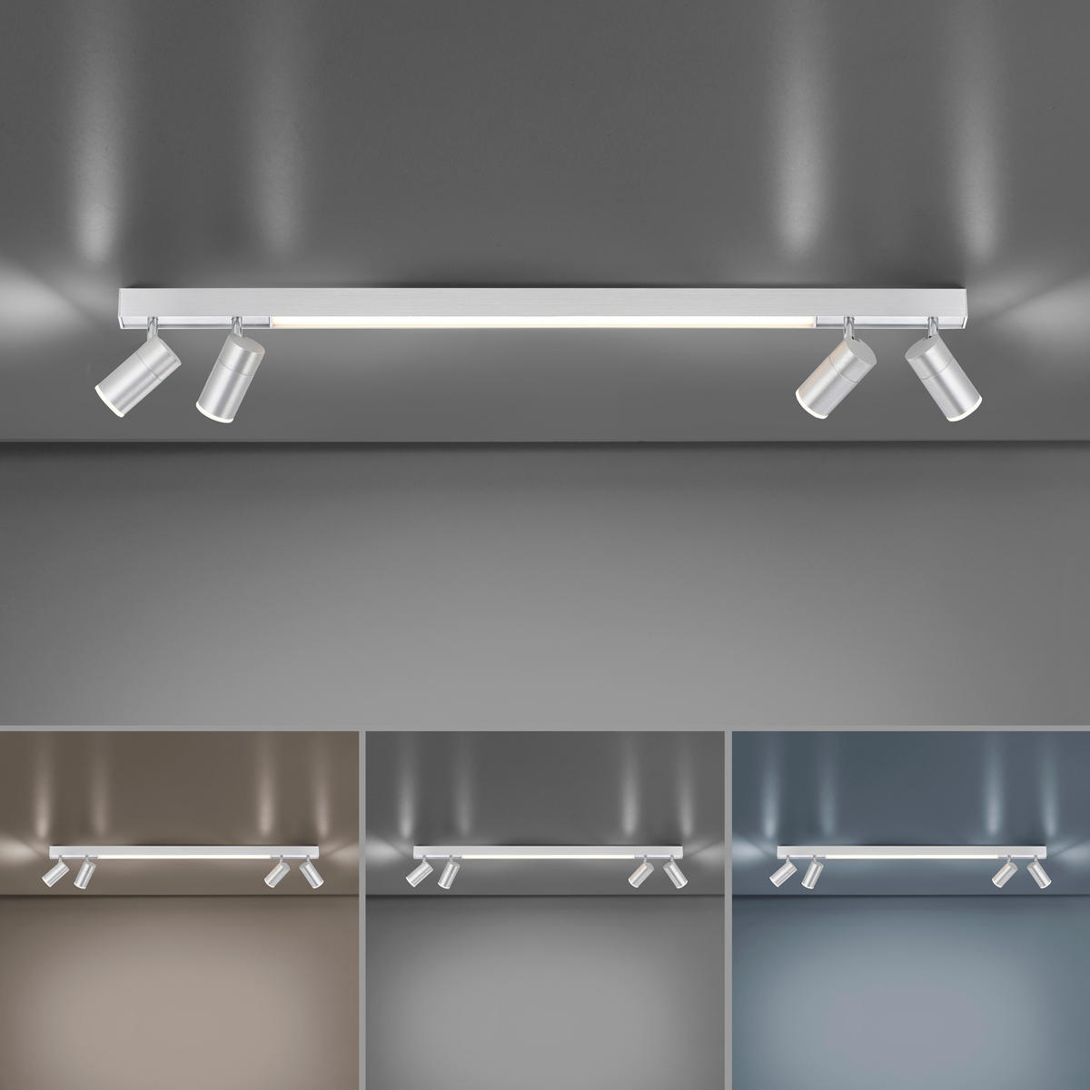 PLAFONIERĂ CU LED - Design, plastic/metal (120/19/5cm)