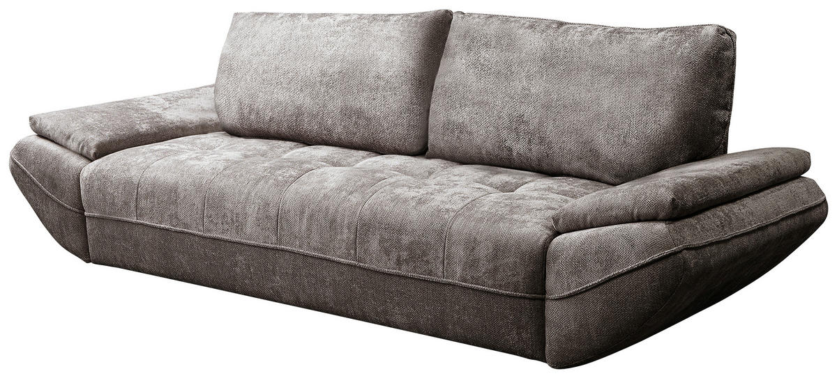 SCHLAFSOFA ELMA Struktur Taupe  inkl. Rückenkissen, Nierenkissen, Armlehnenkissen, Rücken echt  - Taupe/Schwarz, KONVENTIONELL, Holz/Kunststoff (280/73-93/107cm) - Livetastic