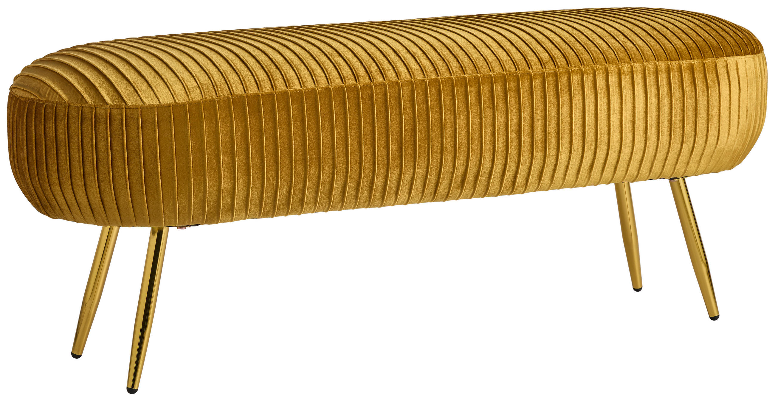 HOCKERBANK 120/47/40 cm Samt Gelb  - Gelb/Goldfarben, Design, Textil/Metall (120/47/40cm) - MID.YOU