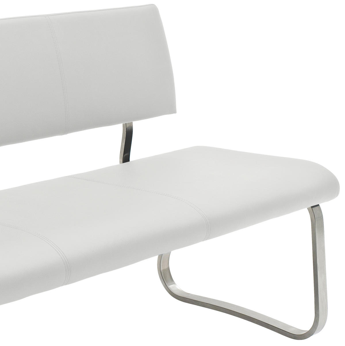 SITZBANK in Metall, Kunststoff Weiss, Edelstahlfarben  - Weiss/Edelstahlfarben, Design, Kunststoff/Metall (155/86/59cm) - Livetastic