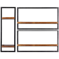 WANDREGALSET 95/75/25 cm  - Schwarz/Naturfarben, Design, Holz/Metall (95/75/25cm) - MID.YOU