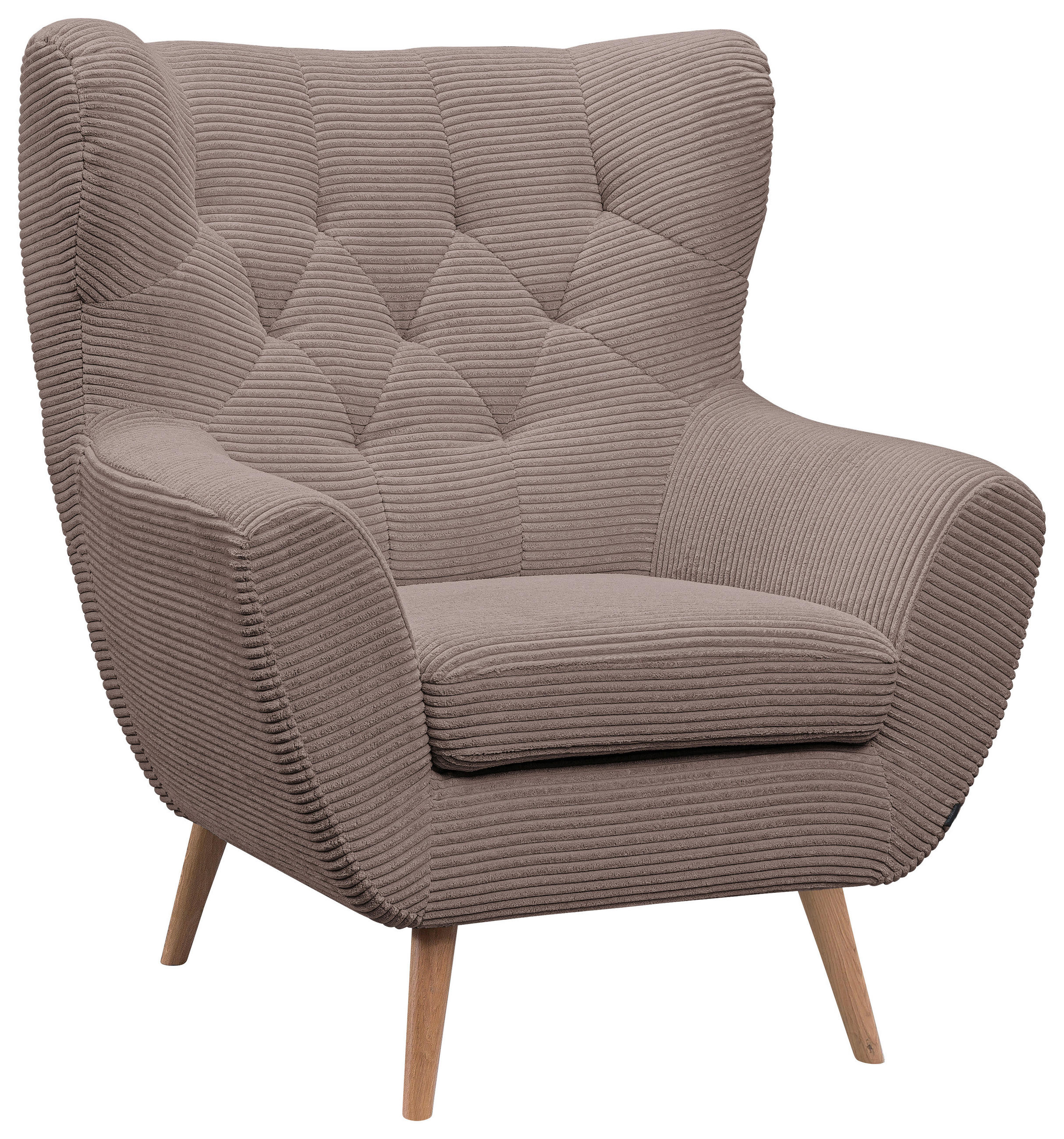 SESSEL in Cord Braun  - Eichefarben/Braun, Design, Holz/Textil (87/101/95cm) - Stylife
