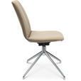 STUHL  in Aluminium Echtleder pigmentiert Metall, Leder  - Beige/Alufarben, Design, Leder/Metall (46/81,5-84,5/55cm) - Johann Jakob
