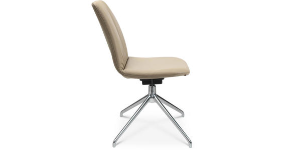 STUHL  in Aluminium Echtleder pigmentiert Metall, Leder  - Beige/Alufarben, Design, Leder/Metall (46/81,5-84,5/55cm) - Johann Jakob