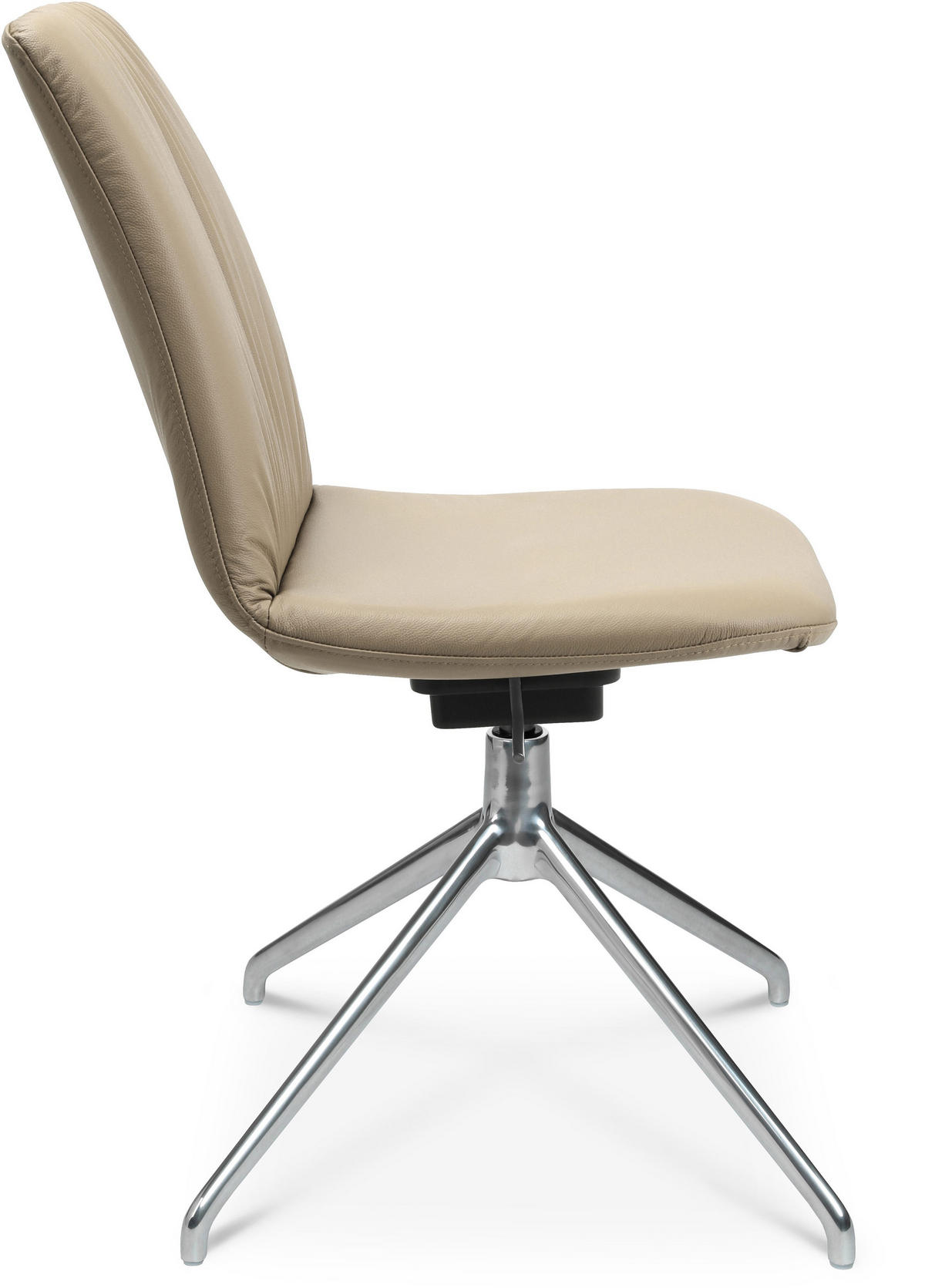 STUHL  in Aluminium Echtleder pigmentiert  - Beige/Alufarben, Design, Leder/Metall (46/81,5-84,5/55cm) - Johann Jakob