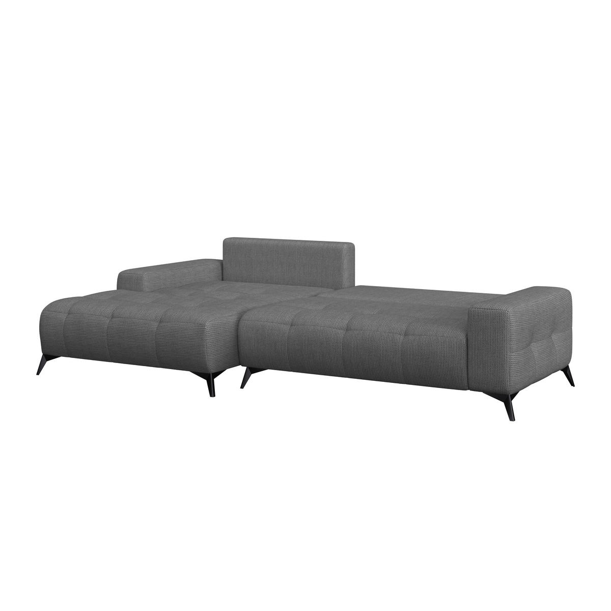 ECKSOFA MAURO Anthrazit Flachgewebe  - Anthrazit/Schwarz, Trend, Textil/Metall (175/290cm) - MID.YOU