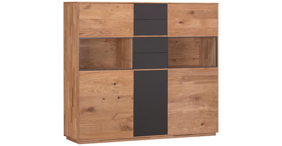 HIGHBOARD in 154/138/42 cm - Eichefarben/Anthrazit, Natur, Glas/Holz (154/138/42cm) - Waldwelt