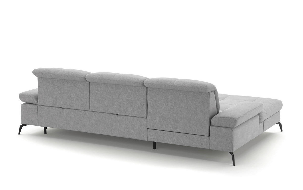 ECKSOFA in Flachgewebe Hellgrau  - Hellgrau/Schwarz, Konventionell, Textil/Metall (185/279cm) - Sit & More