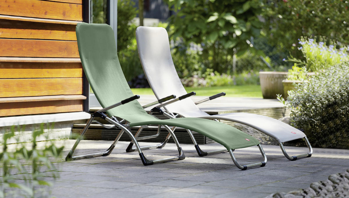 BÄDERLIEGE 63/107/142 cm  - Alufarben/Grün, Design, Textil/Metall (63/107/142cm) - FIAM