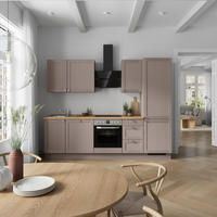 KÜCHENBLOCK Frame 270 cm  in Eichefarben, Beigebraun  - Edelstahlfarben/Eichefarben, MODERN, Holzwerkstoff/Metall (270cm) - Nobilia