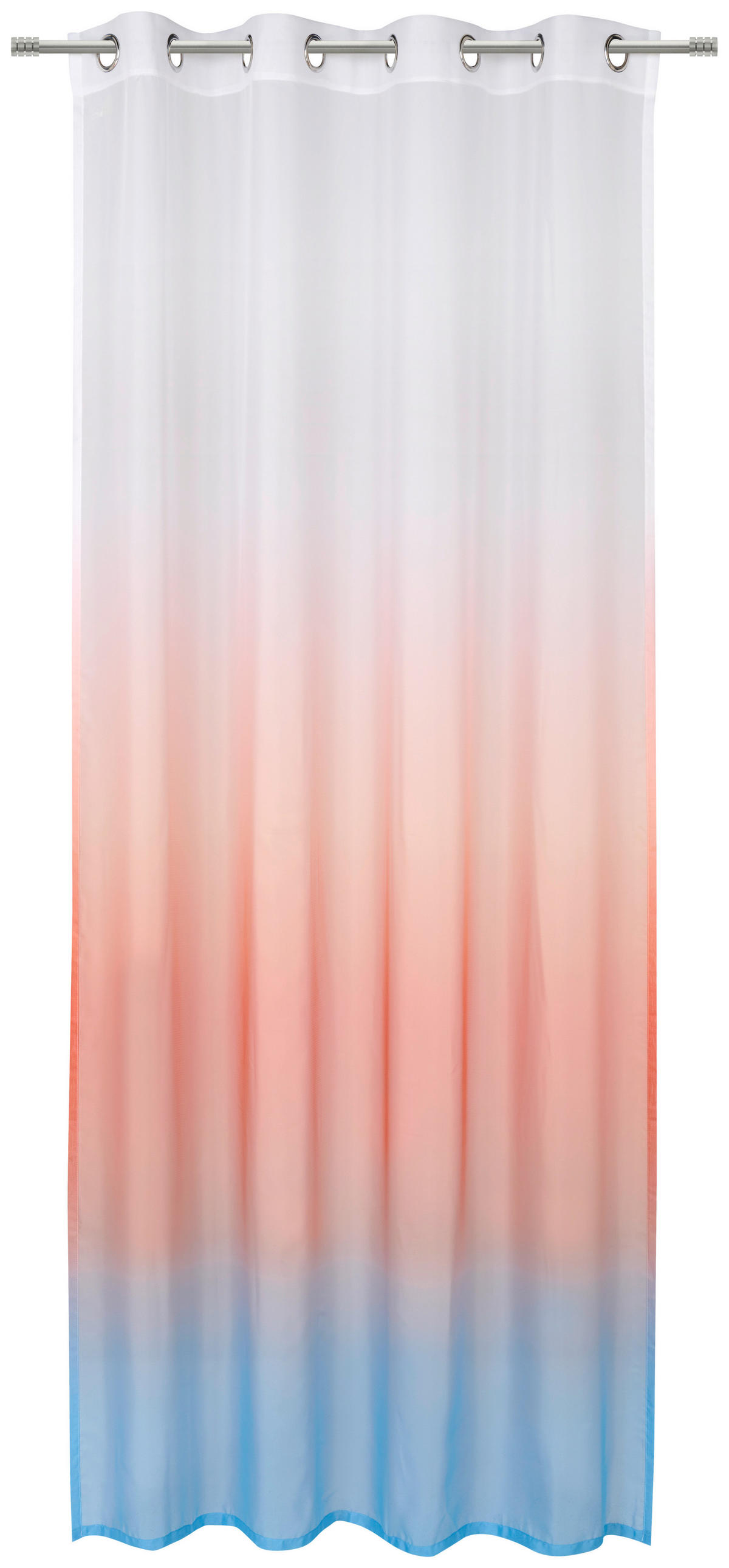 ZÁVĚS S OČKY, poloprůhledné, 140/245 cm - oranžová/modrá, Trend, textil (140/245cm) - Esposa