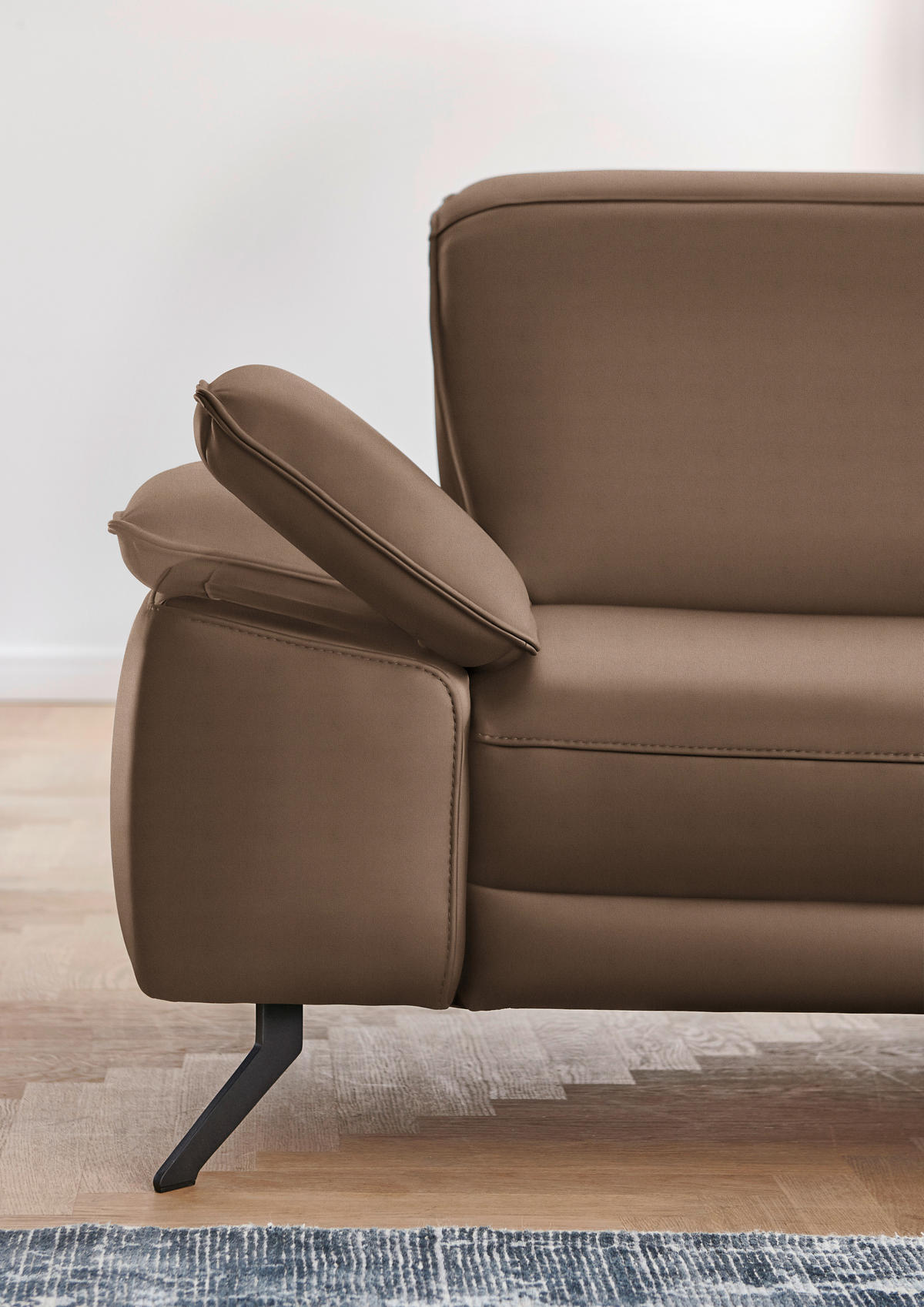 ECKSOFA in Echtleder Braun  - Schwarz/Braun, Design, Leder/Metall (328/193cm) - Dieter Knoll