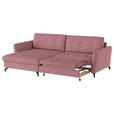 ECKSOFA in Flachgewebe, Leinenoptik Rosa  - Schwarz/Rosa, Design, Textil/Metall (170/242cm) - Xora