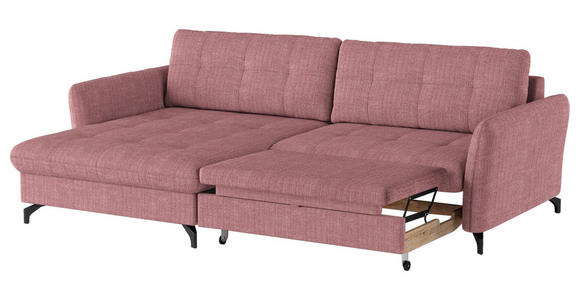 ECKSOFA in Flachgewebe, Leinenoptik Rosa  - Schwarz/Rosa, Design, Textil/Metall (170/242cm) - Xora