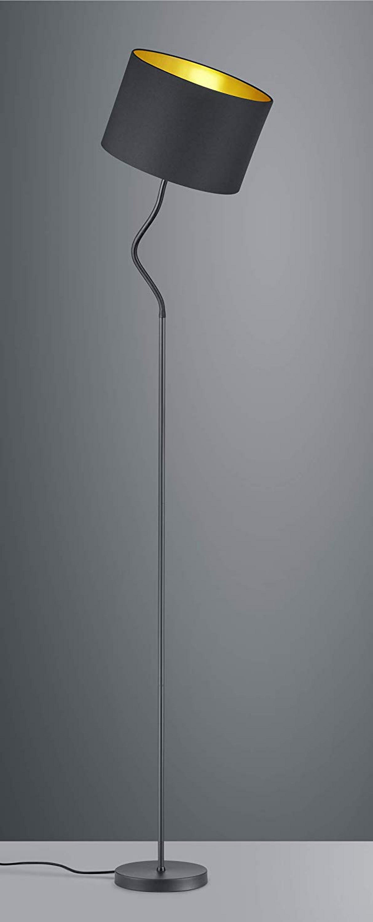 STEHLEUCHTE - Goldfarben/Schwarz, Design, Textil/Metall (35/156cm) - Trio Leuchten