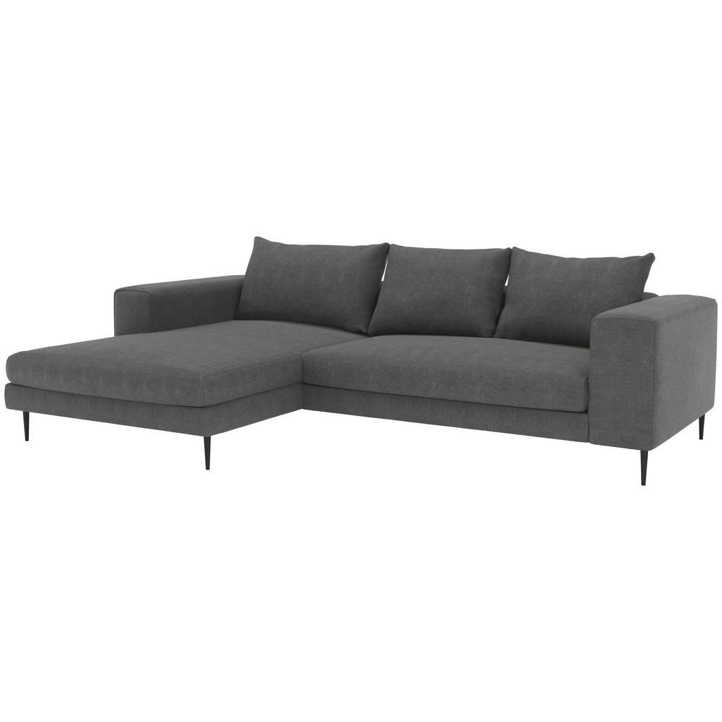 Thumbnail - Trendmanufaktur Ecksofa Aurora, Dunkelgrau, Textil, 4-Sitzer, Füllung: Schaumstoff, Silikon, Ottomane links, L-Form, 275...