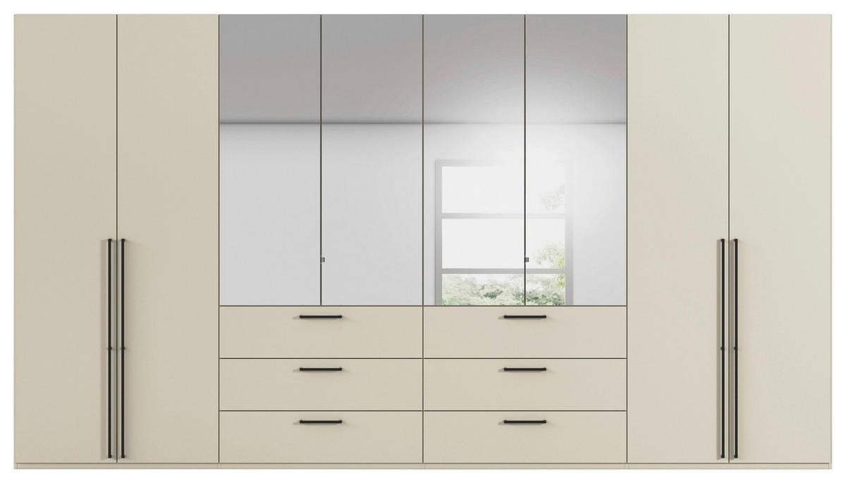 DREHTÜRENSCHRANK 400/223/61 cm,  in Champagner, 8-türig  - Chromfarben/Champagner, Basics, Glas/Holzwerkstoff (400/223/61cm) - Novel