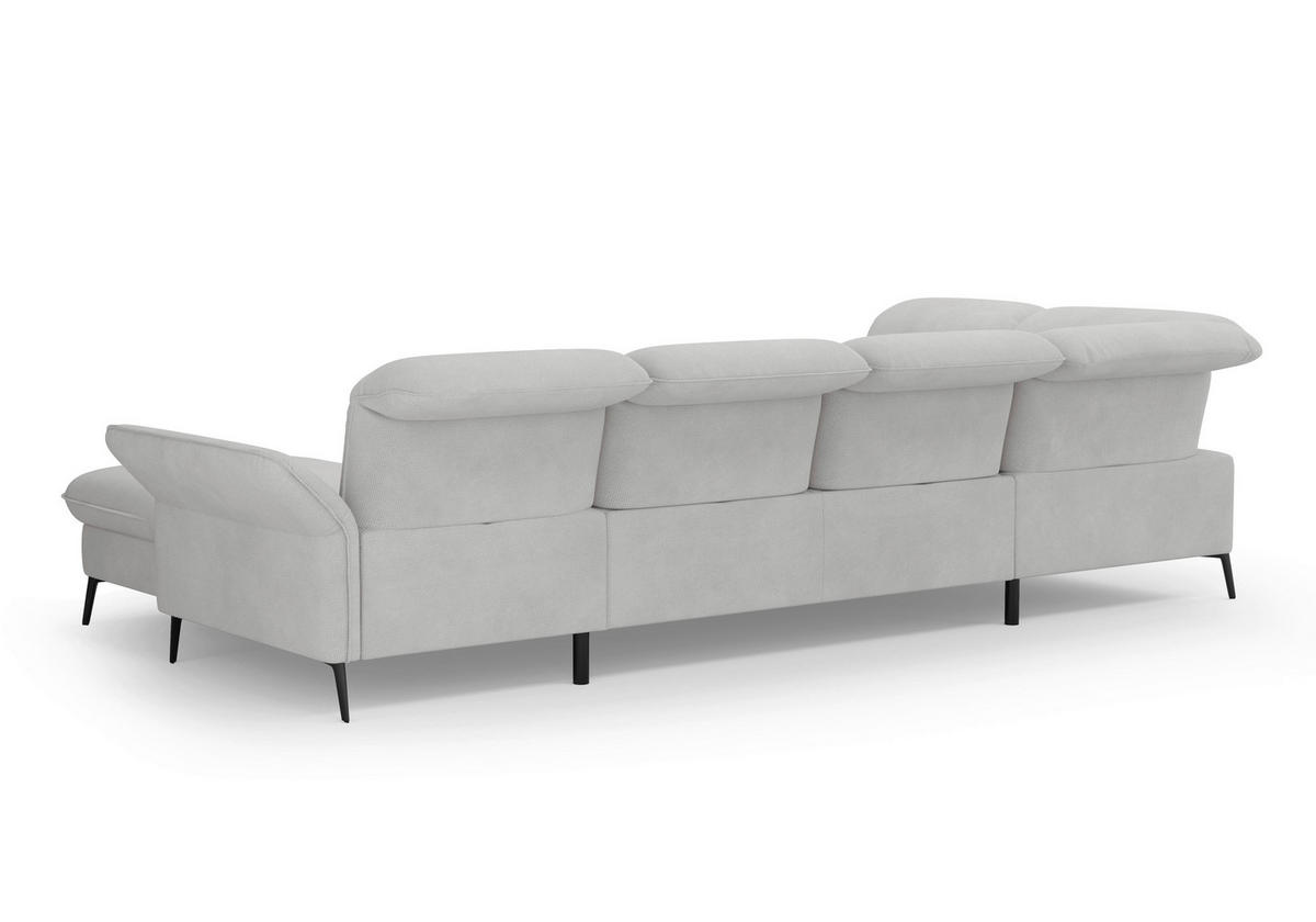 WOHNLANDSCHAFT in Flachgewebe Silberfarben  - Silberfarben/Schwarz, Konventionell, Textil/Metall (231/359/198cm) - Sit & More