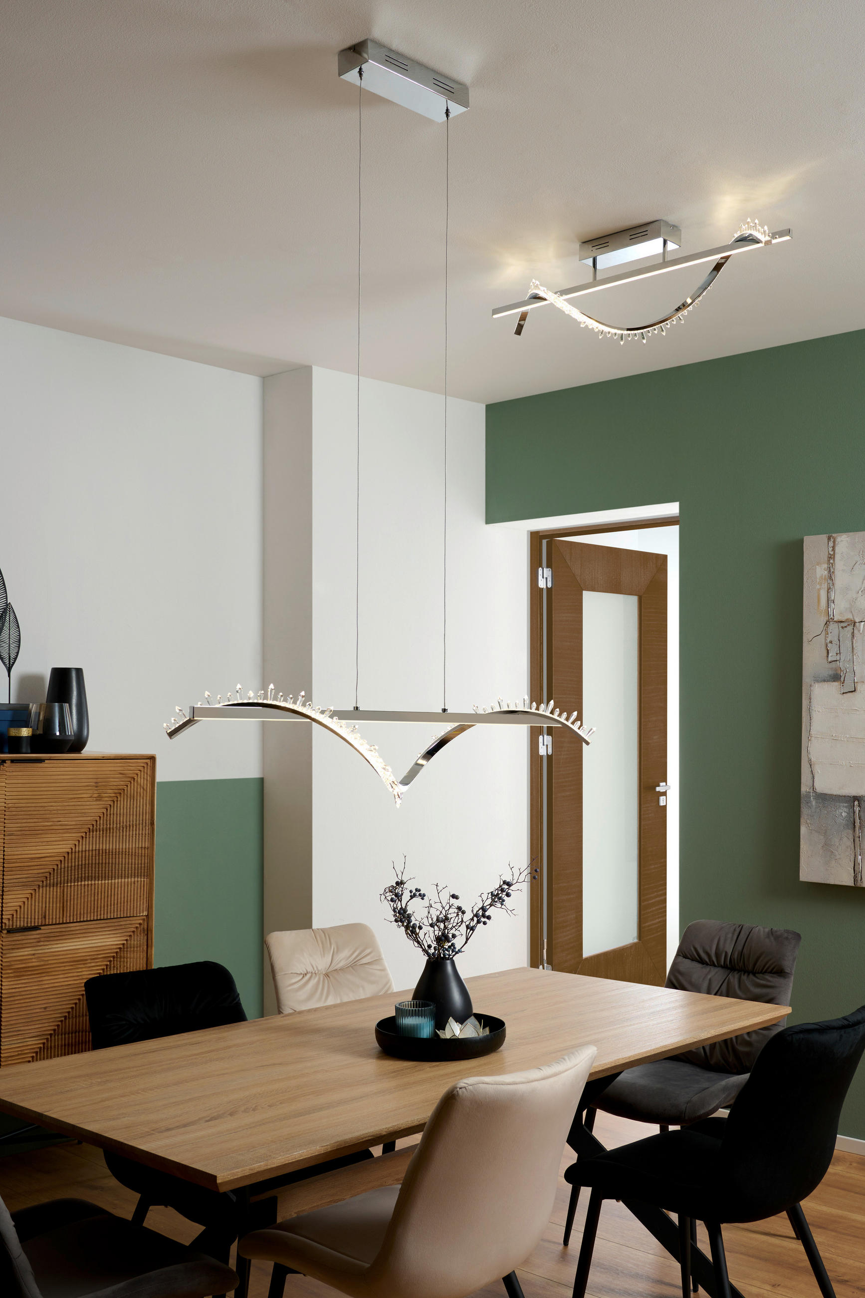 STROPNÉ LED SVIETIDLO, 100/26/29 cm - chrómová, Design, kov (100/26/29cm) - Ambiente
