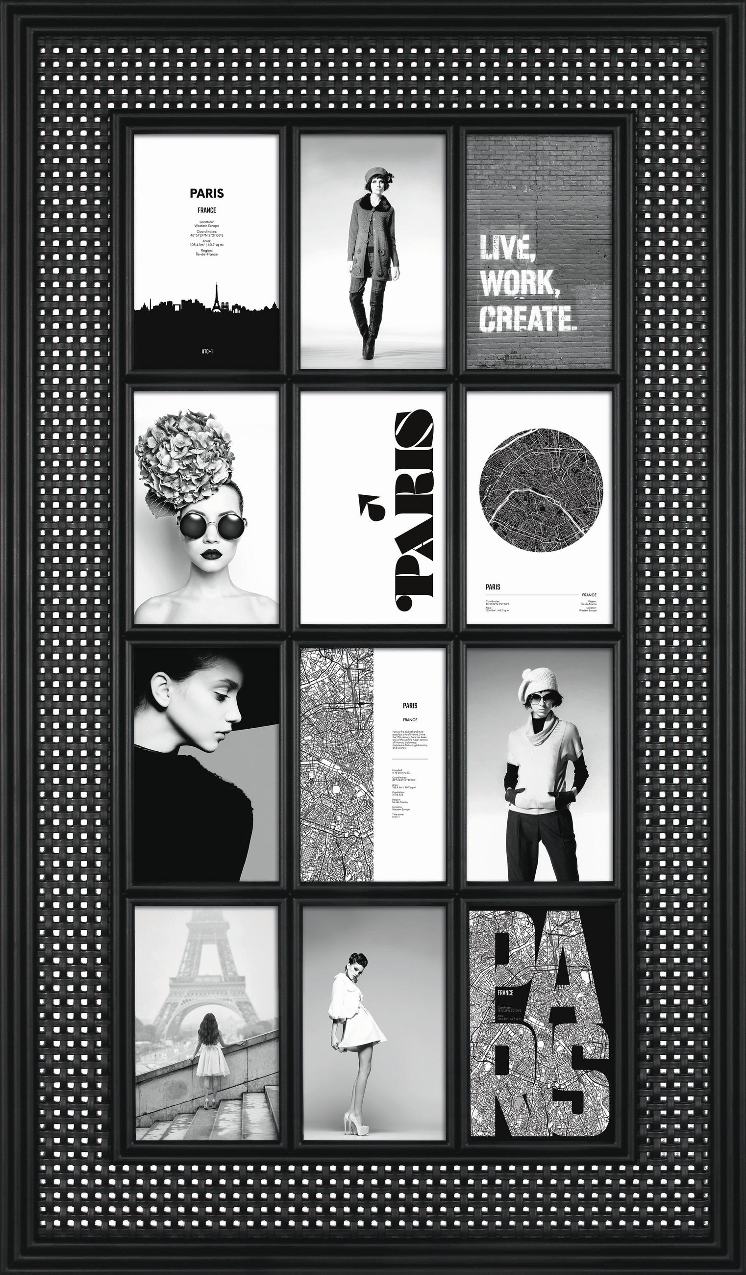 COLLAGEN-BILDERRAHMEN  Schwarz  - Schwarz, Basics, Kunststoff (45/75,2/2,4cm)