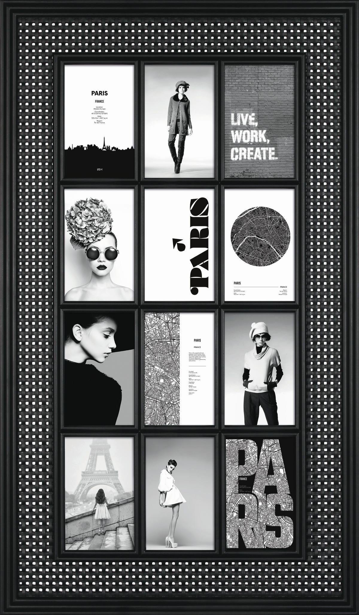 COLLAGEN-BILDERRAHMEN  Schwarz  - Schwarz, Basics, Kunststoff (45/75,2/2,4cm)