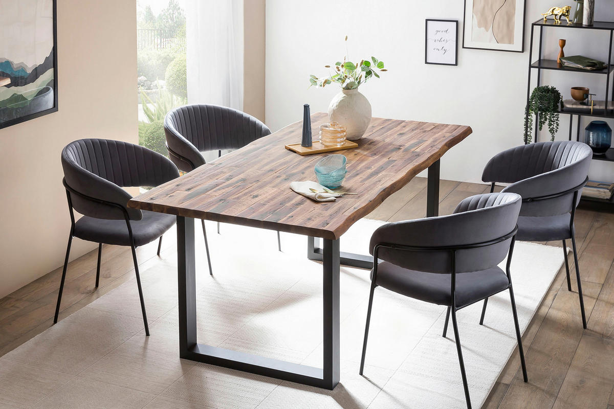 ARMLEHNSTUHL  in Samt  - Schwarz/Grau, MODERN, Textil/Metall (55/80/50cm) - Livetastic