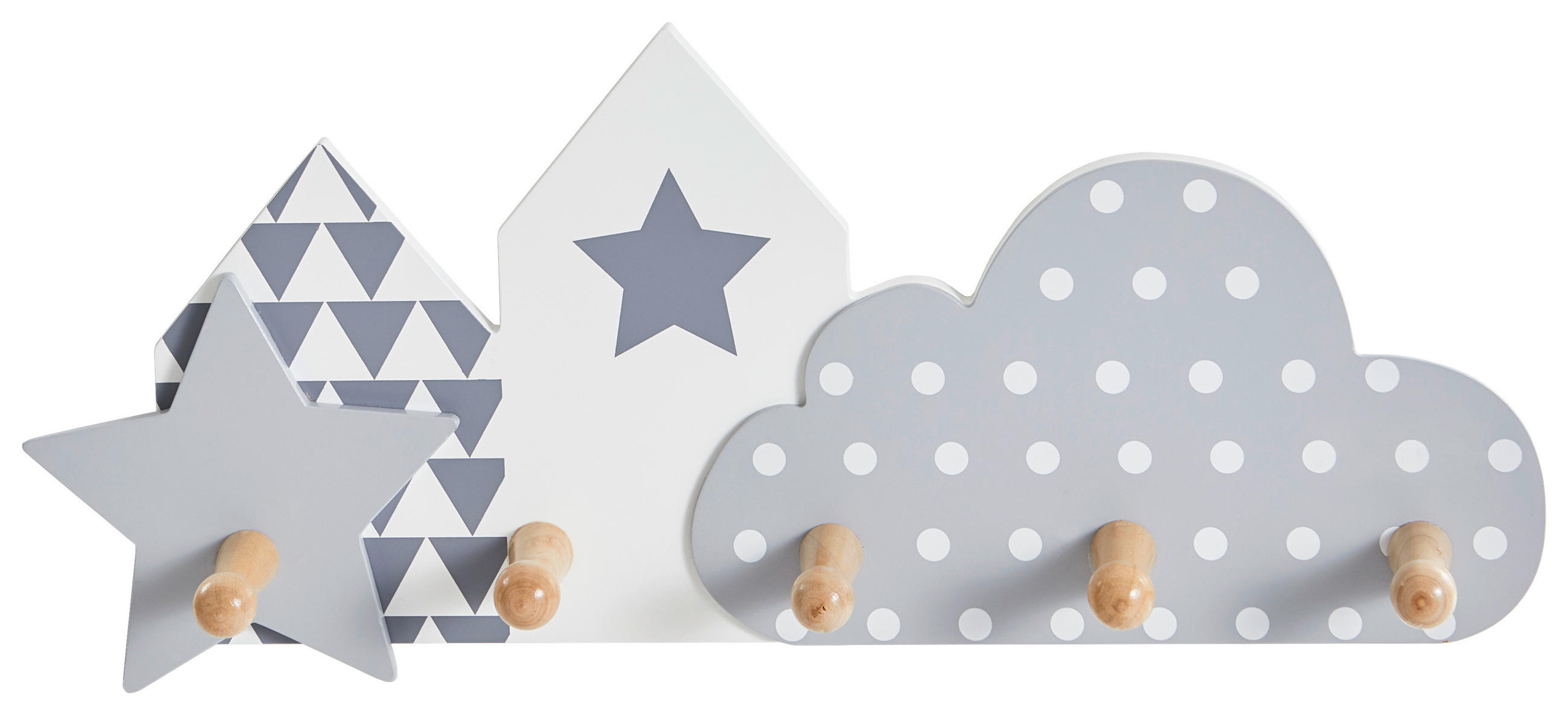 NÁSTĚNNÁ ŠATNA - šedá/bílá, Basics, dřevo/kompozitní dřevo (18,5/45,5cm) - My Baby Lou